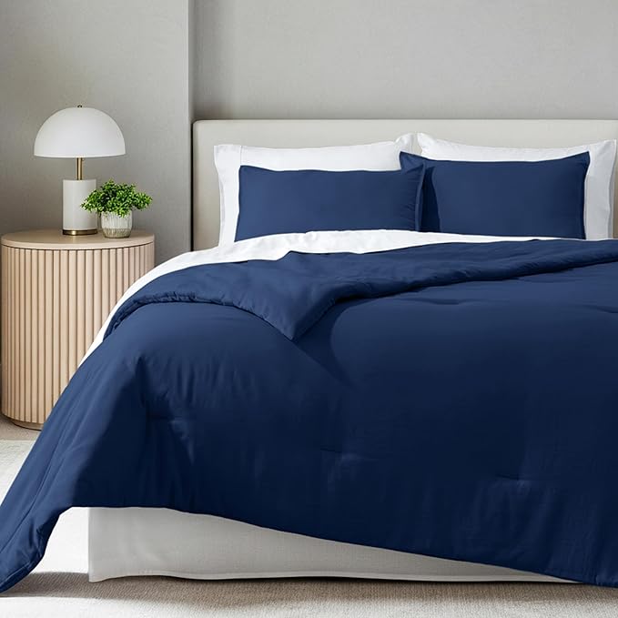 Bare Home Comforter Set - Twin/Twin Extra Long - Ultra-Soft - Goose Down Alternative - Premium 1800 Series - All Season Warmth Comforter (Twin/Twin XL, Dark Blue)