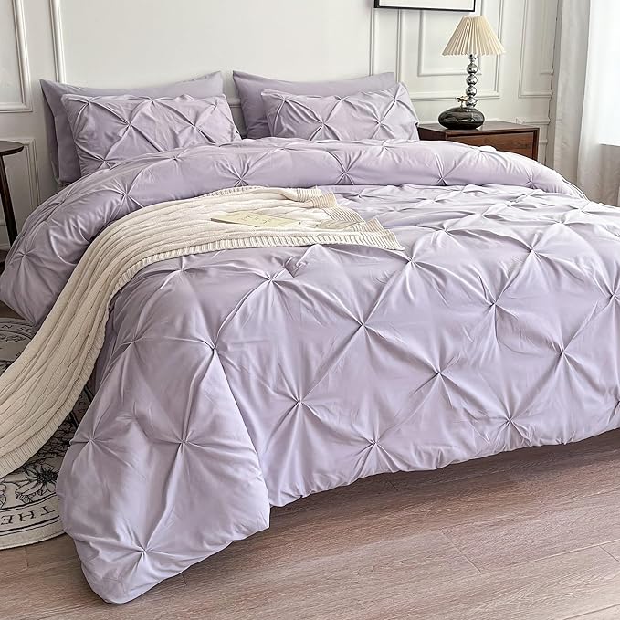 Maple&Stone Lavender Comforter Set Queen, 7 Pieces Bed in a Bag Queen Light Purple, Lavender Bedding Sets with Comforter, Sheets, Pillowcases & Shams - Lilac Purple