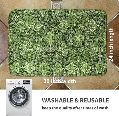 nunubaby 4PACK Washable Pee Pads for Dogs, Stylish, Non-Slip and Leak-Proof Pee Pads. Reusable Potty Pads for Dogs for Crates and Floors.(Green/Multi, 24" x36")