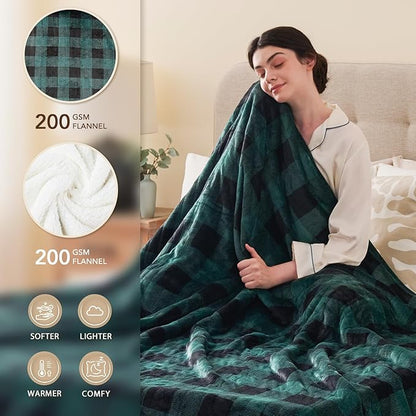 Homemate Electric Blanket Heated Twin Size - 62“x84“ Ultra Soft Cozy Flannel Heating Blanket with 10 Fast Heat Levels 8 Hours Auto Off Over-Heated Protection ETL Certification Keep Warm in Home