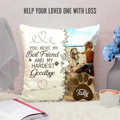Ships Next Day, Made in USA - Personalized Pet Memorial Pillow for Cats & Dogs - Memorial Gift for Loss of Dog - Pet Memorial Gift - Sympathy Gifts - Dog Remembrance Pillow - Unique Keepsake v4(18x18)