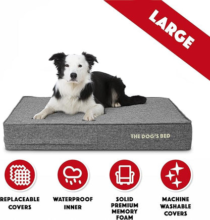 The Dog’s Bed Orthopedic Memory Foam Dog Bed Mattress, Linen Fabric, Grey Linen, L, 6-Inch