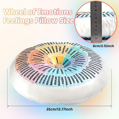 party greeting Wheel of Emotions Feelings Pillow Round Velvet Feelings Wheel Emotion Throw Pillow Circle Seating Floor Cushion for Office Home Room Sofa Decor Counselor Physical Therapist Gifts(Pastel