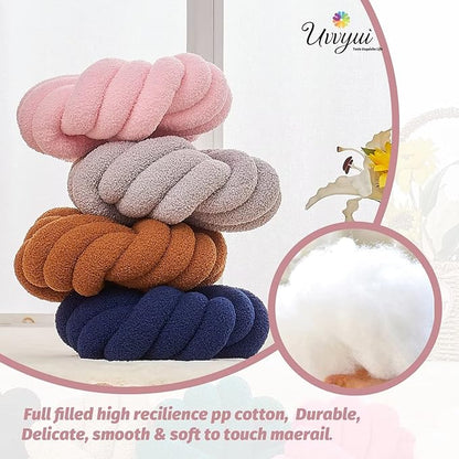Uvvyui Knot Pillows, 14 Inch Decorative Throw Pillows Round Pillows Cushion, Soft Handmade Knotted Ball Pillow Plush Cushion Home Decor for Bed Couch Living Room (Pink, 14 Inch)