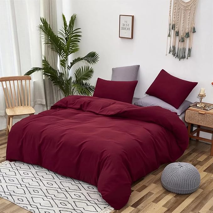 Houseri Burgundy Comforter Set - Twin Size Wine Red Bedding Comforter Set for Toddler Girls & Boys - Soft Quilt Blanket - Noble Bordeaux Red
