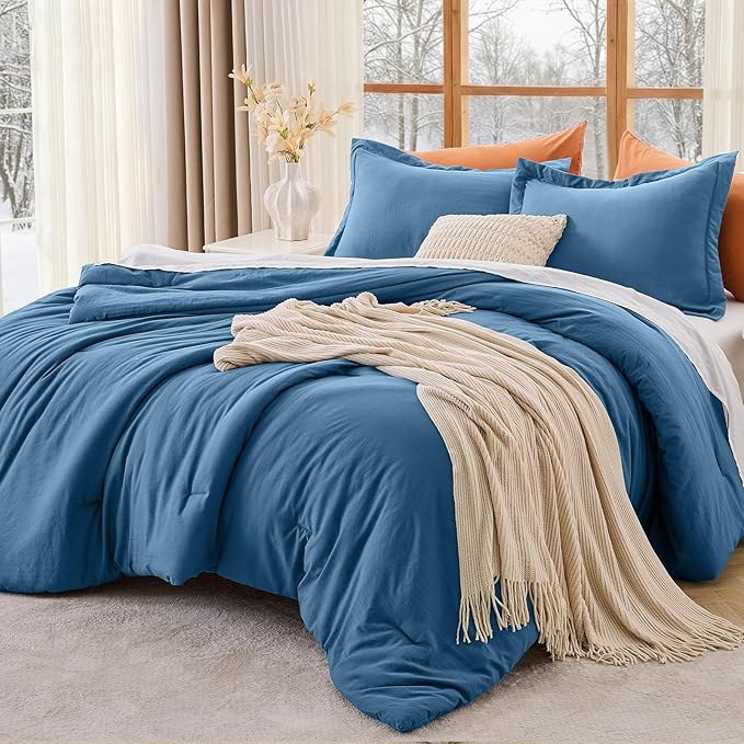 MUXHOMO King Size Comforter Set, All Season Ultra Soft Down Alternative Bedding - 3 Piece Lightweight Bed Set Includes 1 Comforter (104"x90") and 2 Pillow Shams (20"x36"), Teal