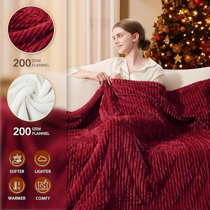 Homemate Electric Heated Blanket Twin - 62"x84" Heating Blanket Twin Size 1/2/4/6/8 Hours Auto-Off 10 Heat Level Over-Heat Protection Soft Flannel Sherpa ETL Certification