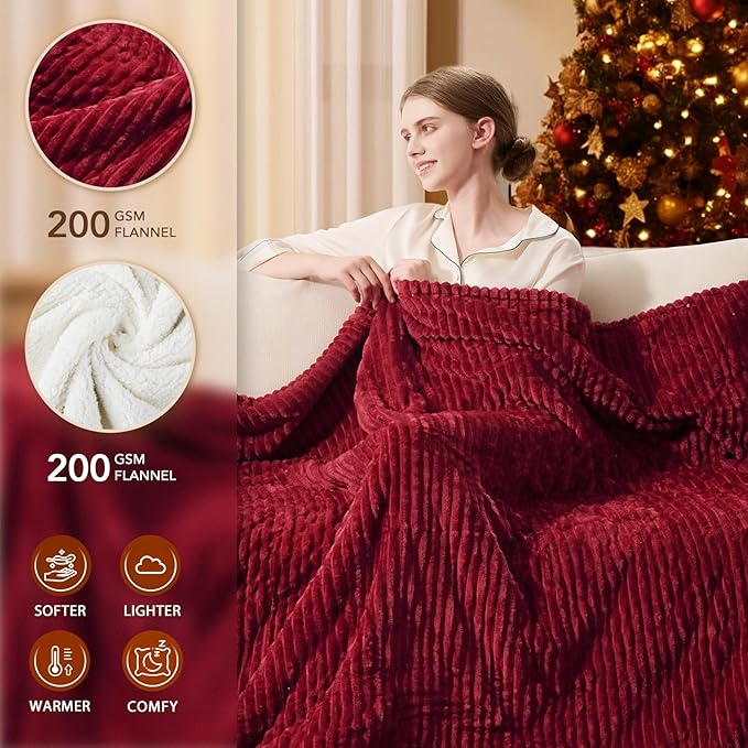 Homemate Electric Heated Blanket Queen Size - 84"x90" Heating Blanket Queen Size Dual Control 1/2/4/6/8 Hours Auto-Off 10 Heat Level Over-Heat Protection Soft Flannel Sherpa ETL Certification