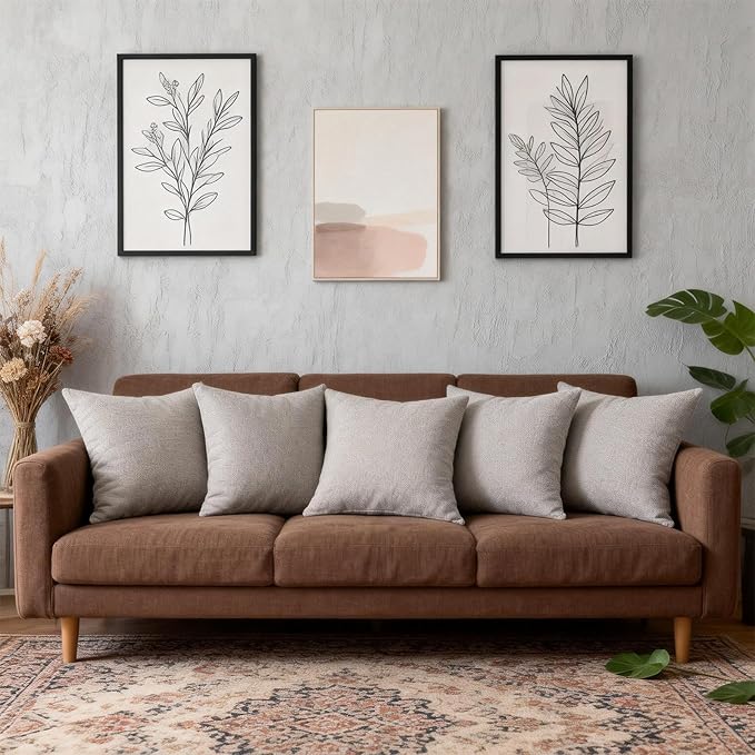 Decorative Couch Pillow Covers SofaThrow pillows with inserts included Bohemian-Style Country Cushion Cover Suitable for Beds, Sofas, Living Rooms, and Home Decor 2pack 18X18 inch.(Pearl Gray)