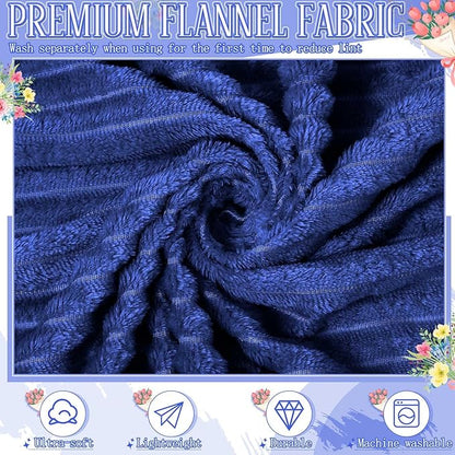 Buryeah 12 Pcs Wedding Flannel Fleece Throw Blanket Bulk with Thank You Card and Ribbon, 50 x 60 in Oeko-TEX Standard 100 Certified Blankets Outdoor Wedding, Guest Party Souvenirs (Navy)