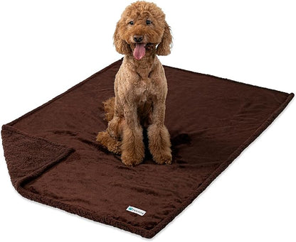 PetAmi Waterproof Dog Blanket for Queen Bed Large XL Dog Throw for Couch Cover Leakproof Furniture Protection, Sherpa Fleece, Reversible Soft Washable 90x90 Brown Brown