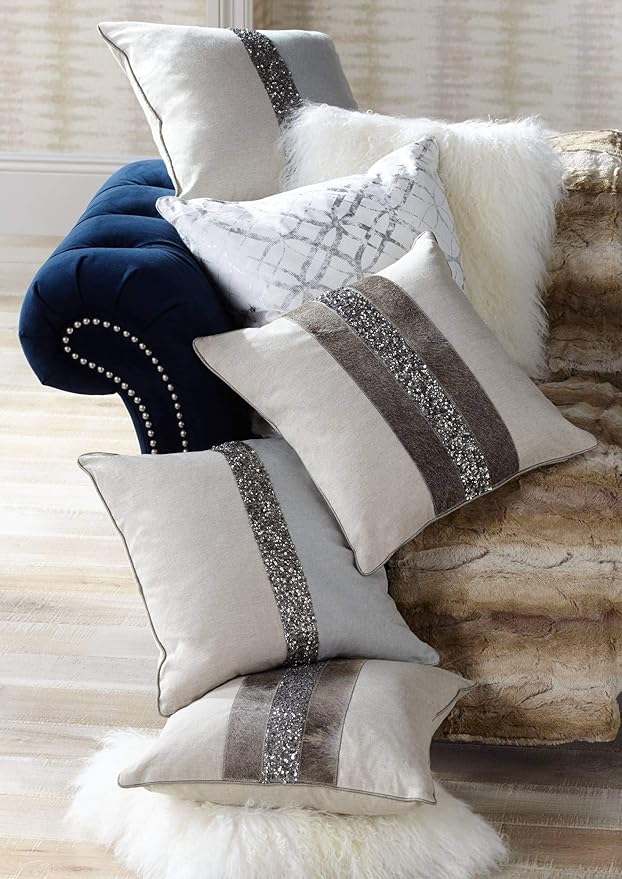 SARO LIFESTYLE Mongolian Lamb Fur Poly Filled Throw Pillow