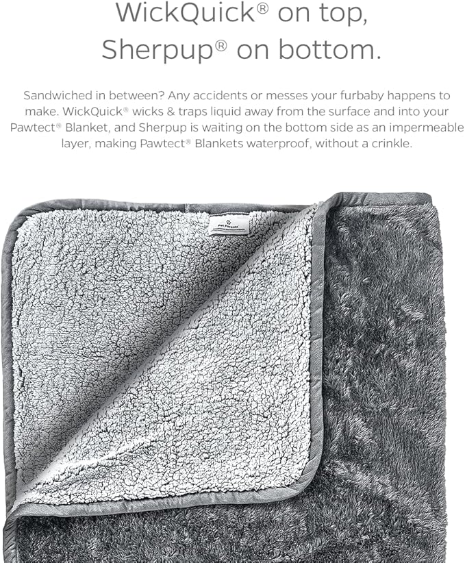 Pet Parents Pawtect Premium Waterproof Cat & Dog Blanket with WickQuick & Sherpup Technology, Puppy & Cat Blanket, Slate 50x60