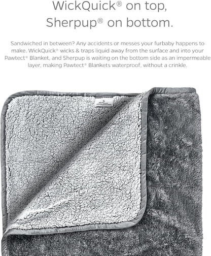 Pet Parents Pawtect Premium Waterproof Cat & Dog Blanket with WickQuick & Sherpup Technology, Puppy & Cat Blanket, Slate 50x60
