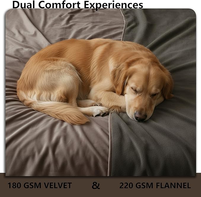 Waterproof Blanket for Couch, Leak Proof Dog Bed Blankets Reversible, Pet Throw Sofa Furniture Protector Machine Washable-52 x82,Light Brown+Dark Brown