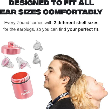 Zound Concert Earplugs Cosmic Blush - Reduces Loud Noise But Does Not Muffle Sound, Hear Music Clearly & Safely at Concerts & Festivals - Reusable, Comfortable Hearing Protection with Case