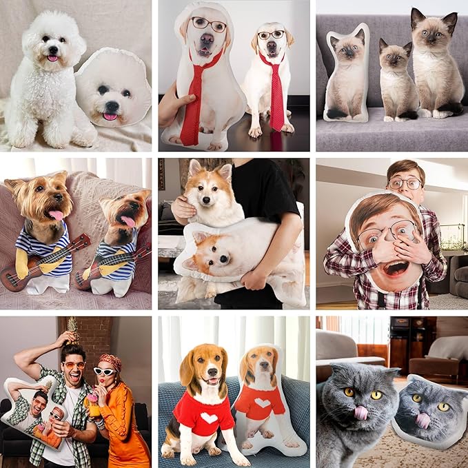 Easycosy Custom Photo Pillow Funny Gifts, Personalized Pet Pillow Shaped Looks Like Your Dog Cat Picture, Birthday Couple Photo Gifts Decor for Him Her(12 Inch)