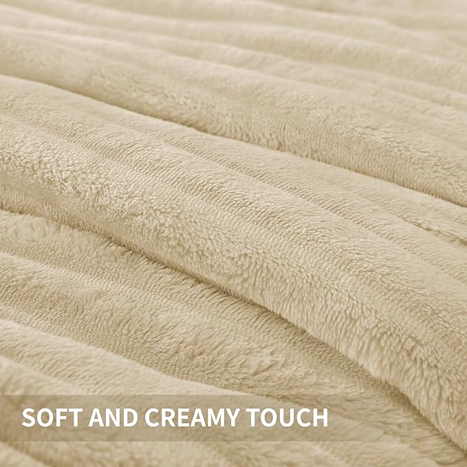 Andency Fleece Queen Comforter Set, 3 Pieces Beige Comforter Set for Queen Size Bed, Soft Warm Cream Fluffy Fuzzy Luxury Bedding Set for Winter (1 Comforter & 2 Pillowcases)
