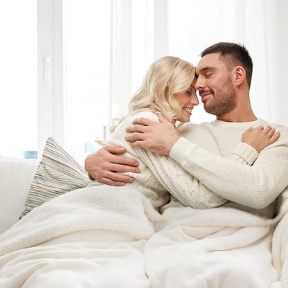 Bedsure GentleSoft Sherpa Fleece Throw Blanket for Couch - Thick and Warm Throw for Women and Men, Soft Fuzzy Plush Blanket for Winter, Non-Heated, Cream, 50x60 Inches