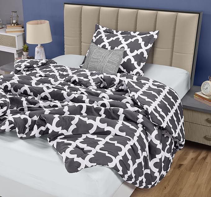 Twin Comforter Set 2 Piece Grey by Utopia Bedding, Printed Comforters Twin Size, Bedding Comforters Sets, Down Alternative Soft Bed Set, 1 Comforter (64 x 88 inches) 1 Pillow Shams (20 x 26 inches)