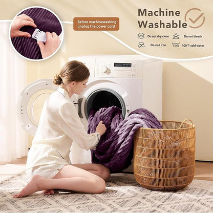 Homemate Electric Heated Blanket King Size - 100"x90" Heating Blanket King Size Dual Control 1/2/4/6/8 Hours Auto-Off 10 Heat Level Over-Heat Protection Soft Flannel Sherpa ETL Certification
