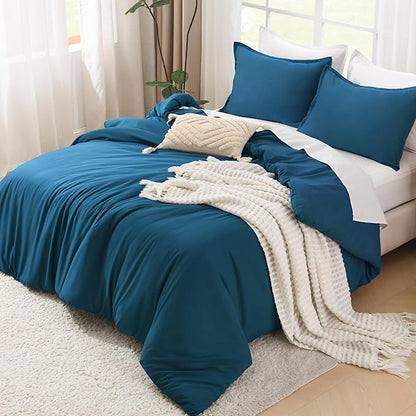 Litanika Teal Comforter King Size, 3 Pieces Turquoise Lightweight Solid Bedding Comforter Set, All Season Fluffy Bed Set (104x90In Comforter & 2 Pillowcases)