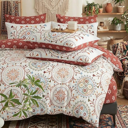 Nayoroom Boho Comforter Set Queen Size Reversible Bohemian Medallion Paisley Comforter 3 Pieces Soft Lightweight Southwestern Aesthetic Bedding Set for All Seasons