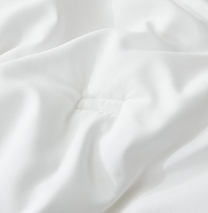 Chezmoi Collection Cliff 3-Piece Lightweight Cooling Comforter Set, Queen- Rayon Derived from Bamboo & Polyester Blended, Soft Breathable Bedding for Hot Sleepers, White