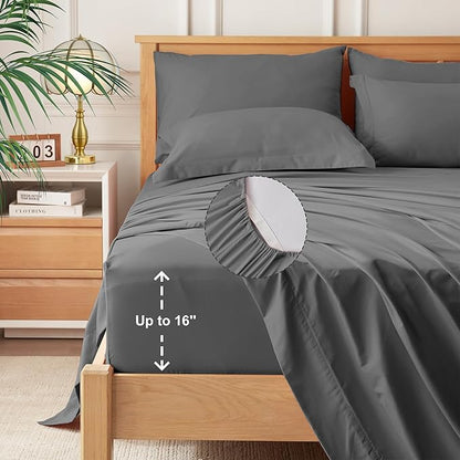 Newspin Twin Comforter Set Grey - Bed in a Bag Twin Size 5 Pieces, All Season Bed Set, Fluffy Comforter Set with Sheets, Sheet Set Quilt Blanket, Pillowcases & Shams