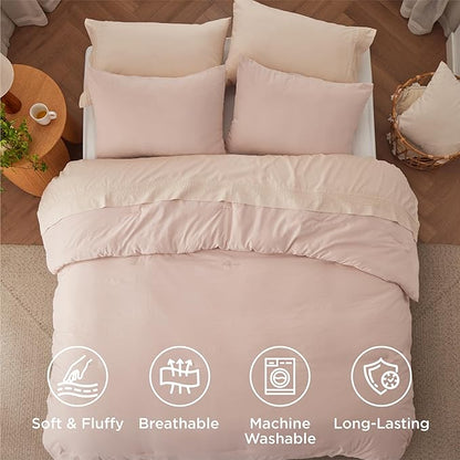 Bedsure Oversized King Comforter Set, Light Pink Soft Prewashed Bedding for All Seasons, 3 Pieces GentleSoft™ Bed Set, 1 Lightweight Comforter (120"x98") and 2 Pillowcases (20"x36")