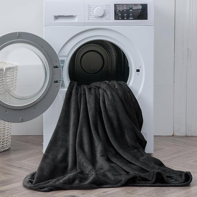 BEDELITE Flannel Sheets Queen Size Black - Super Soft Fleece Sheets Set Fluffy Extra Plush, 4 Piece(Include Fitted Sheet, Flat Sheet, 2 Pillowcases)