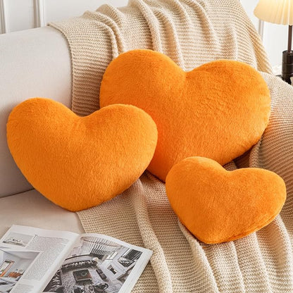 Xiashrk Heart Pillow, Heart Shaped Pillow for Bed Couch, Soft Decorative Heart Throw Pillow, Cute Decorate Pillows, Heart Pillows for Bedroom Living Room (Orange, Large 19.6"x15.7")