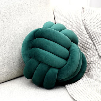 Petrella Knot Pillows Ball Round Throw Pillows Home Decor Cushion Decorative Aesthetic Throw Pillows，Dark Green 8inch