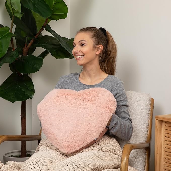 HUGIMALS Super Sized Heart to Hug Pillow in Antique Rose | 8 lb Weighted Soft Heart Shaped Sensory Pillow | for Self-Care, Relaxation, Sleep with Cozy Hand Pocket - Thoughtful Gift for Adults, Teens