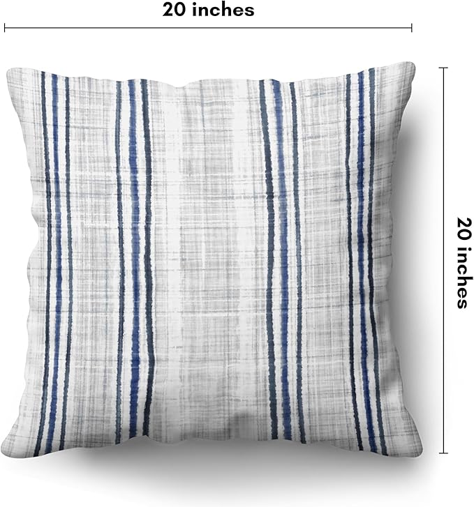 Americanflat 20x20 Throw Pillow with Sewn-in Insert - All-in-One Decorative Pillows - No Cover Needed - Soft and Durable Cushion for Bed or Sofa - Polyester - Navy Blue and White