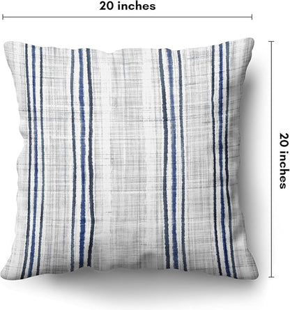 Americanflat 20x20 Throw Pillow with Sewn-in Insert - All-in-One Decorative Pillows - No Cover Needed - Soft and Durable Cushion for Bed or Sofa - Polyester - Navy Blue and White