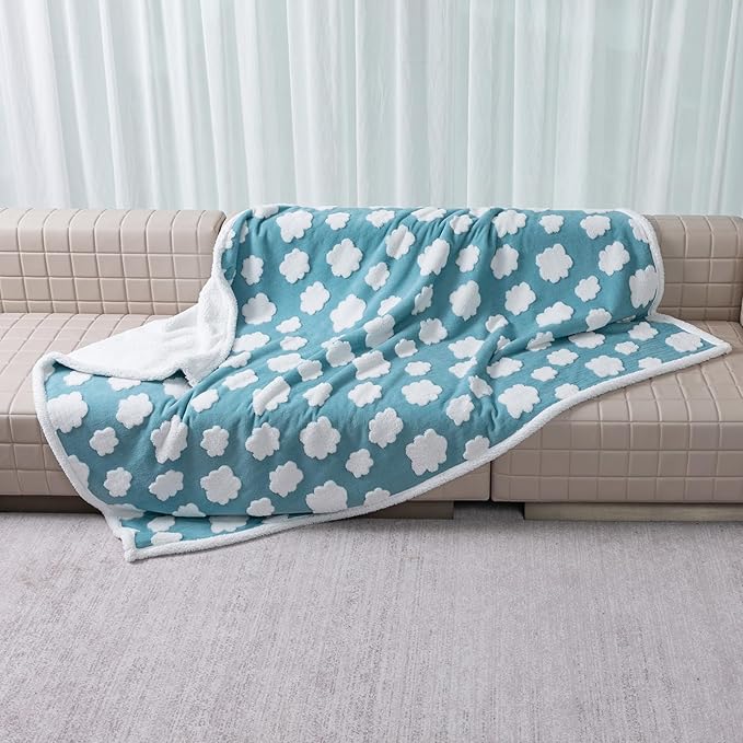 Waterproof Pet Blanket,Dog Bed Covers Couch Sofa Stylish Jacquard Pets Throw Blankets for Puppy Cats Washable Reversible Furniture Protection Covers (Blue Cloud,XL)