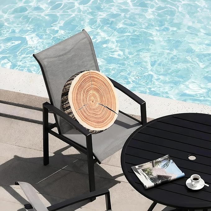 HYSEAS Outdoor Waterproof Throw Pillow, 3D Digital Print Comfortable Kids Funny Cute Wood Log Pillow Circle Seating Floor Cushion for Home, Couch, Sofa, Bedroom, Living Room, Stump, 16 x 2.75 Inch