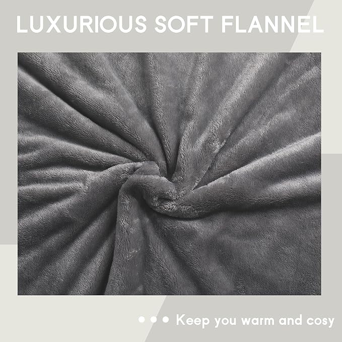 Heated Blanket Electric Throw Size 50''x60'' with 9 Heating Levels, 1-10 Hour Auto Shut Off, Machine Washable, Flannel & Sherpa Double-Sided Soft Warming Blanket for Couch, Bed, Office - Light Grey