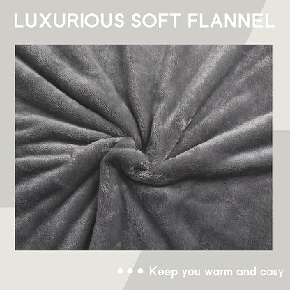 Heated Blanket Electric Throw Size 50''x60'' with 9 Heating Levels, 1-10 Hour Auto Shut Off, Machine Washable, Flannel & Sherpa Double-Sided Soft Warming Blanket for Couch, Bed, Office - Light Grey