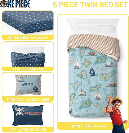 Jay Franco Kids Comforter Set Includes Sheets and Pillow Covers - Soft and Cozy Bed Set for Stylish Room Decor, Official Licensed Bedding, Multi - One Piece, 5 Piece Twin