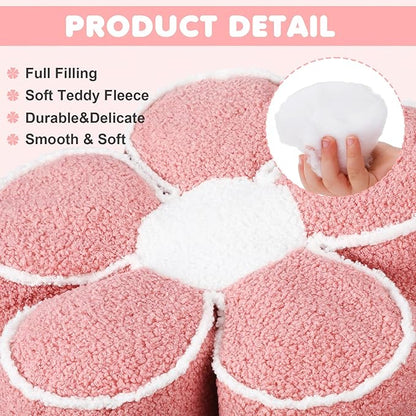 Menkxi 2 Pack Flower Pillows Cute Flower Shaped Pillows Daisy Pillow Throw Soft Floor Cushion for Living Room Bedroom Sofa Couch Winter Warm Decoration 15.7 Inch(Pink)