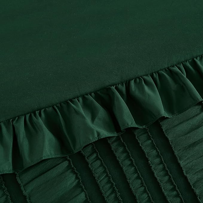 WONGS BEDDING Queen Size Comforter,Christmas Emerald Green Boho Comforter Set Queen,Shabby Chic Bedding Set for Bed, 3 Pieces Soft Lightweight Farmhouse Comforter for All Season 90"×90"