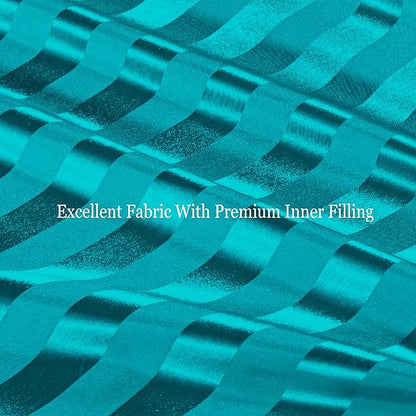 Whale Flotilla 3-Piece Reversible Silky Soft Queen Comforter Set, Luxury Stripe Satin Comforters Full Size Bedding Set with 2 Satin Pillowcases, Lightweight Duvet Set for All Seasons, Turquoise