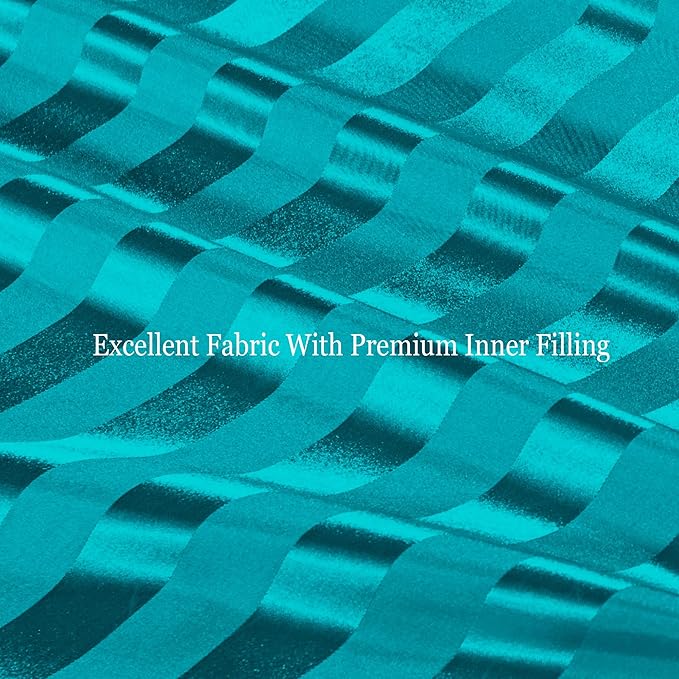 Whale Flotilla 3-Piece Reversible Silky Soft King Size Comforter Set, Luxury Stripe Satin Oversized Comforter Bedding Set with 2 Satin Pillowcases, Lightweight Duvet Set for All Seasons, Turquoise