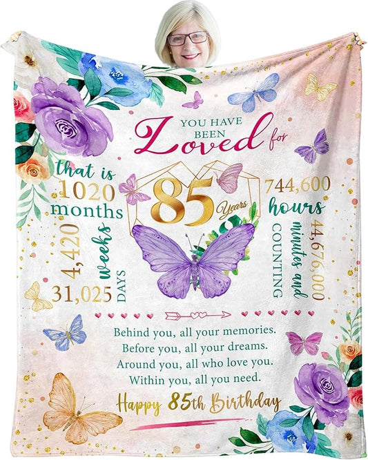 ZWERIVP 85th Birthday Gifts for Women, Women 85th Birthday Gifts, 85 Year Old Bday Decorations for Woman, Woman 85 Year Old Bday Throw Blankets 50"X60"