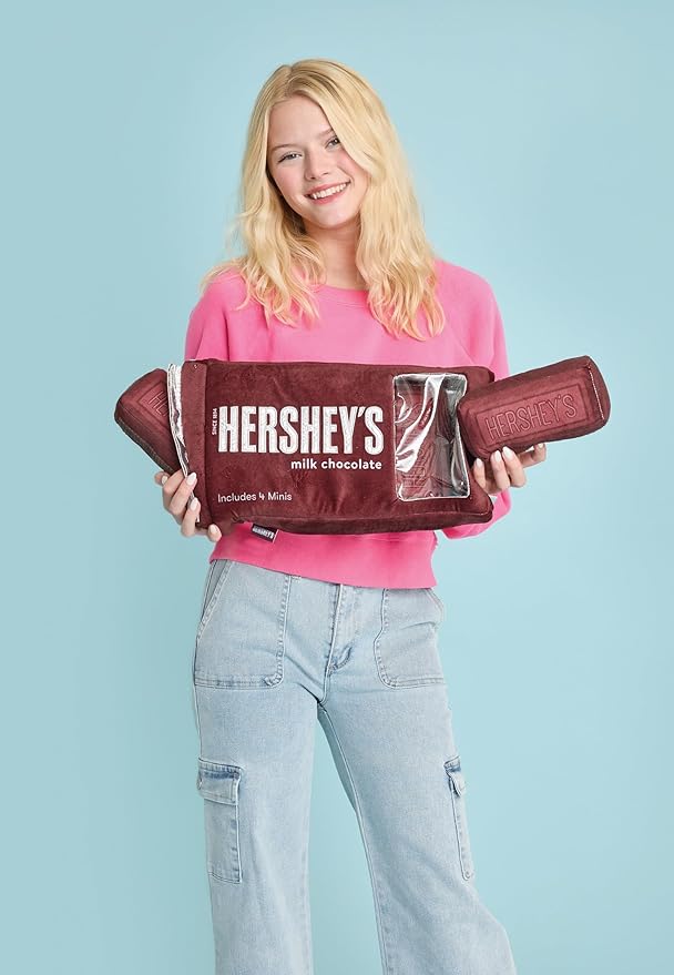 iscream Hershey's Chocolate Bar Package 17.5" x 7.75" Pillow Set with Mini Chocolate Bar Pillows