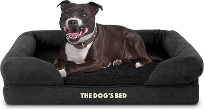 The Dog’s Bed Orthopedic Memory Foam Dog Bed with Bolsters, Plush Fabric, Black Plush, M