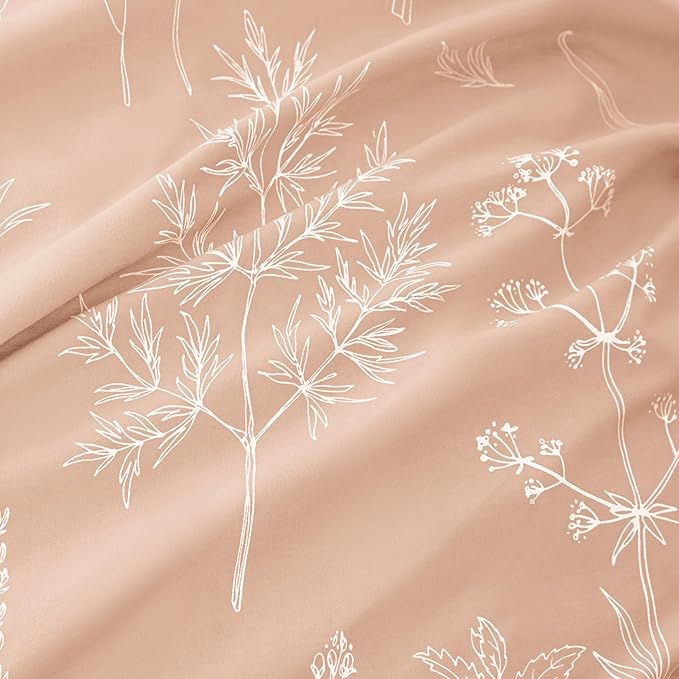 Love's cabin Pink Queen Comforter Set - Queen Size Comforter Set, 3 Pieces Cute Floral Bedding Sets for All Seasons,1 Soft Reversible Botanical Flowers Comforter and 2 Pillow Shams