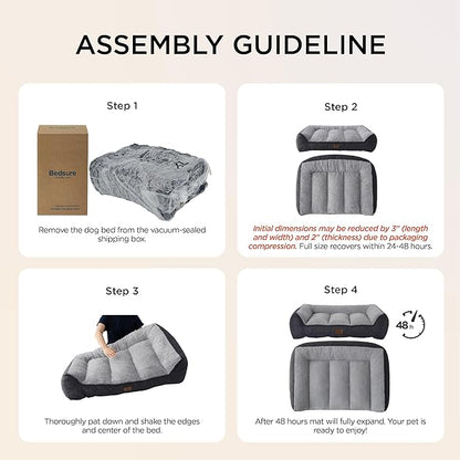 Bedsure SupportMax Orthopedic Dog Beds Large Sized Dog - Extra Thick Supportive Large Dogs Bed with Waterproof Washable Cover, L Plus Comfort Pet Sofa with Soft Sherpa and Nonskid Bottom, Beige, 38"